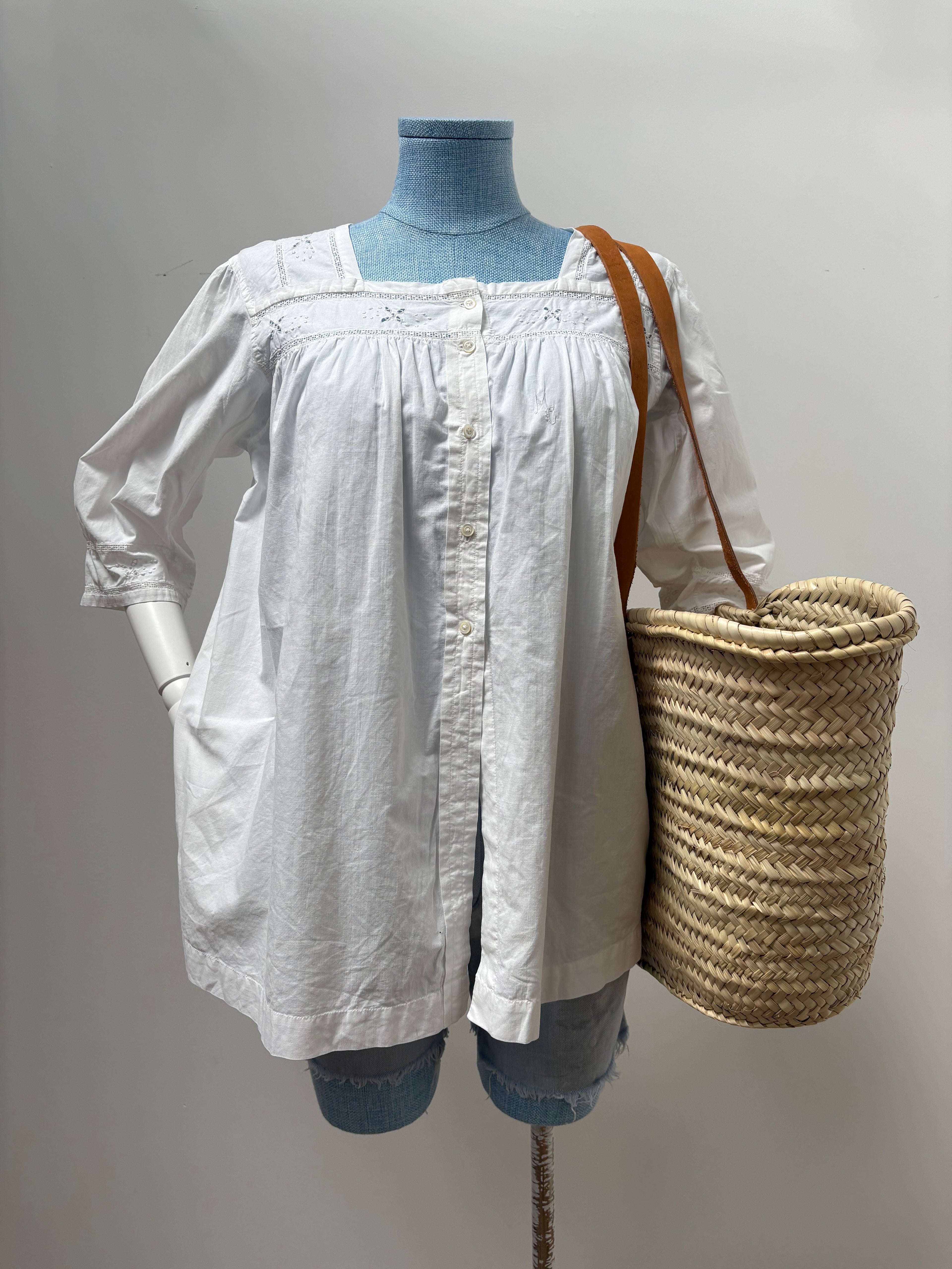 2000s French Market Basket Bag