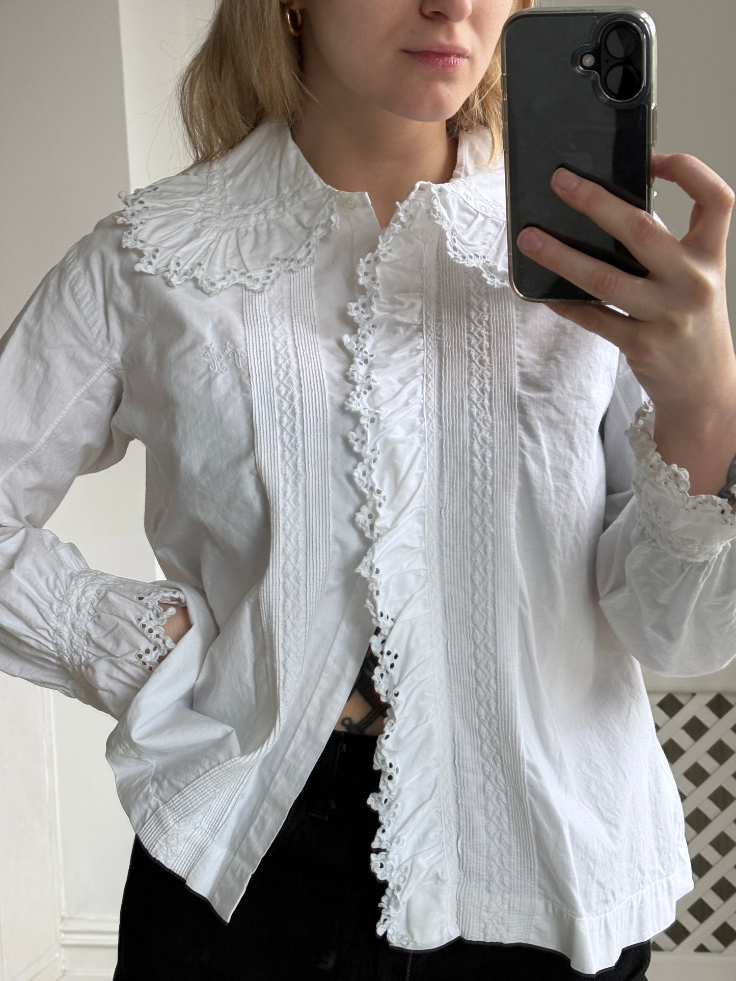 1900s Edwardian Cotton Frilled Nightshirt