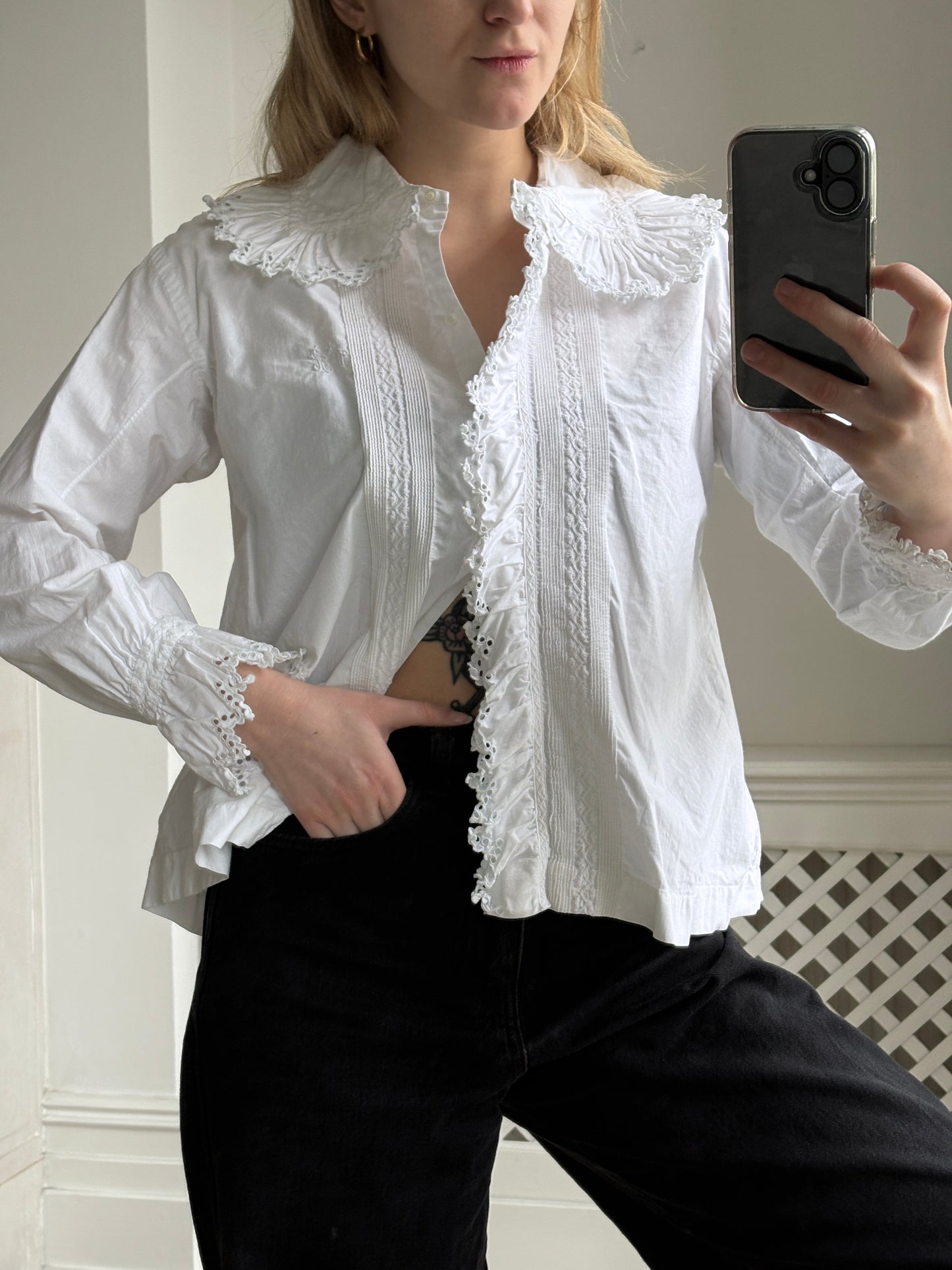 1900s Edwardian Cotton Frilled Nightshirt