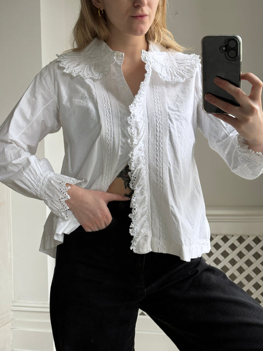 1900s Edwardian Cotton Frilled Nightshirt