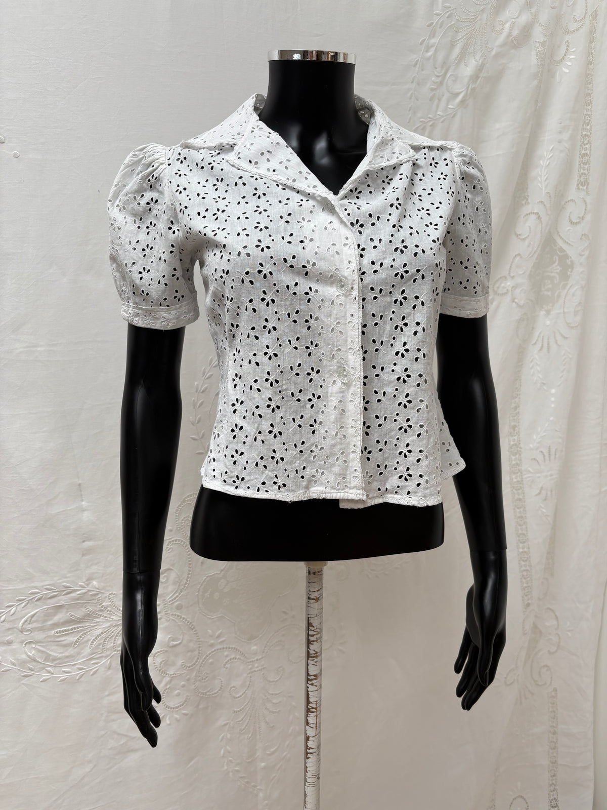 1940s Pure Cotton Broderie Blouse