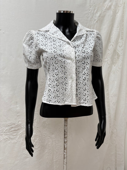 1940s Pure Cotton Broderie Blouse