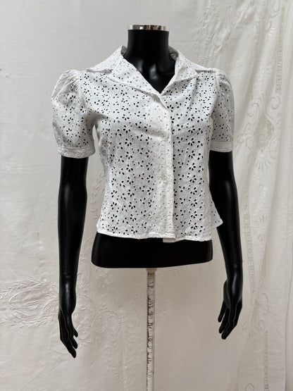 1940s Pure Cotton Broderie Blouse