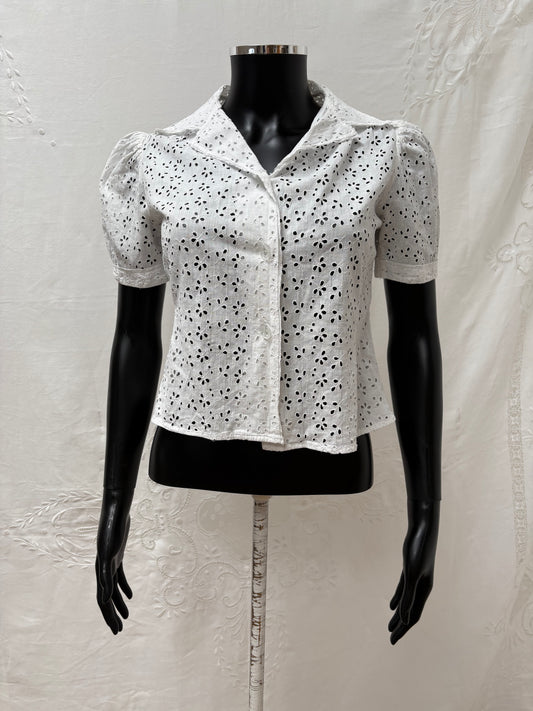 1940s Pure Cotton Broderie Blouse