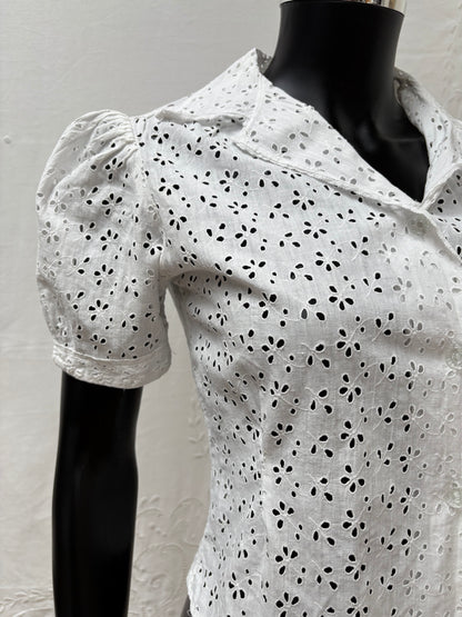 1940s Pure Cotton Broderie Blouse