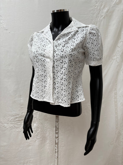 1940s Pure Cotton Broderie Blouse