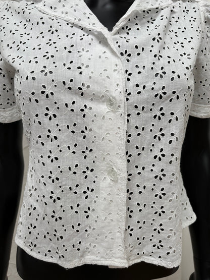 1940s Pure Cotton Broderie Blouse