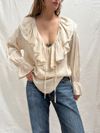 2000s Pure Silk Ruffle Blouse