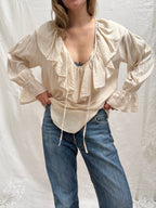 2000s Pure Silk Ruffle Blouse