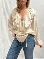 2000s Pure Silk Ruffle Blouse
