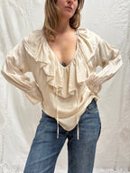 2000s Pure Silk Ruffle Blouse