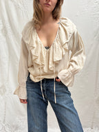 2000s Pure Silk Ruffle Blouse