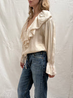 2000s Pure Silk Ruffle Blouse