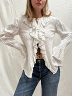 1970s Pure Cotton ‘Mexicana’ Ruffle Blouse