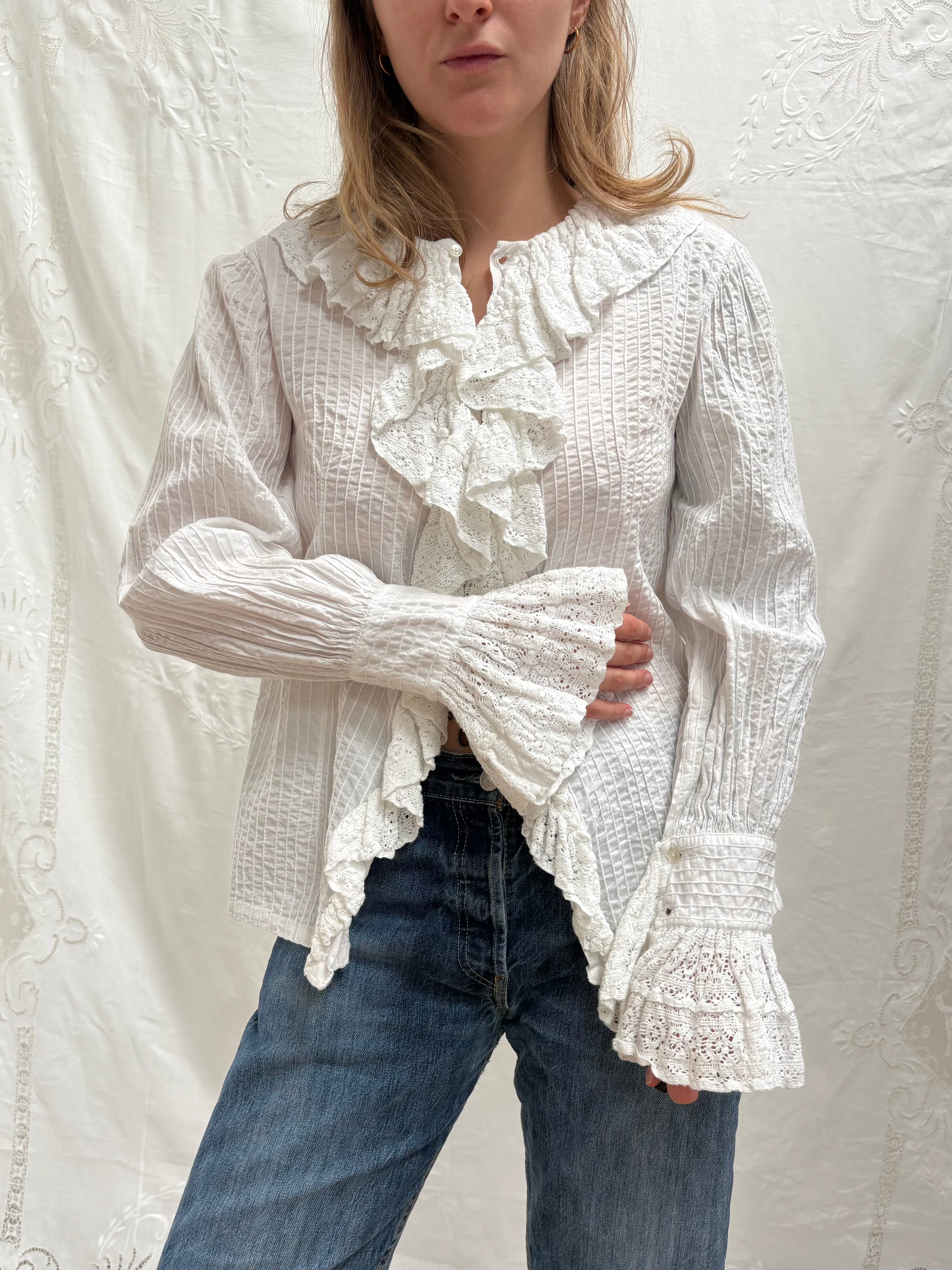 1970s Pure Cotton ‘Mexicana’ Ruffle Blouse