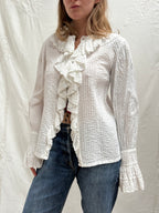 1970s Pure Cotton ‘Mexicana’ Ruffle Blouse