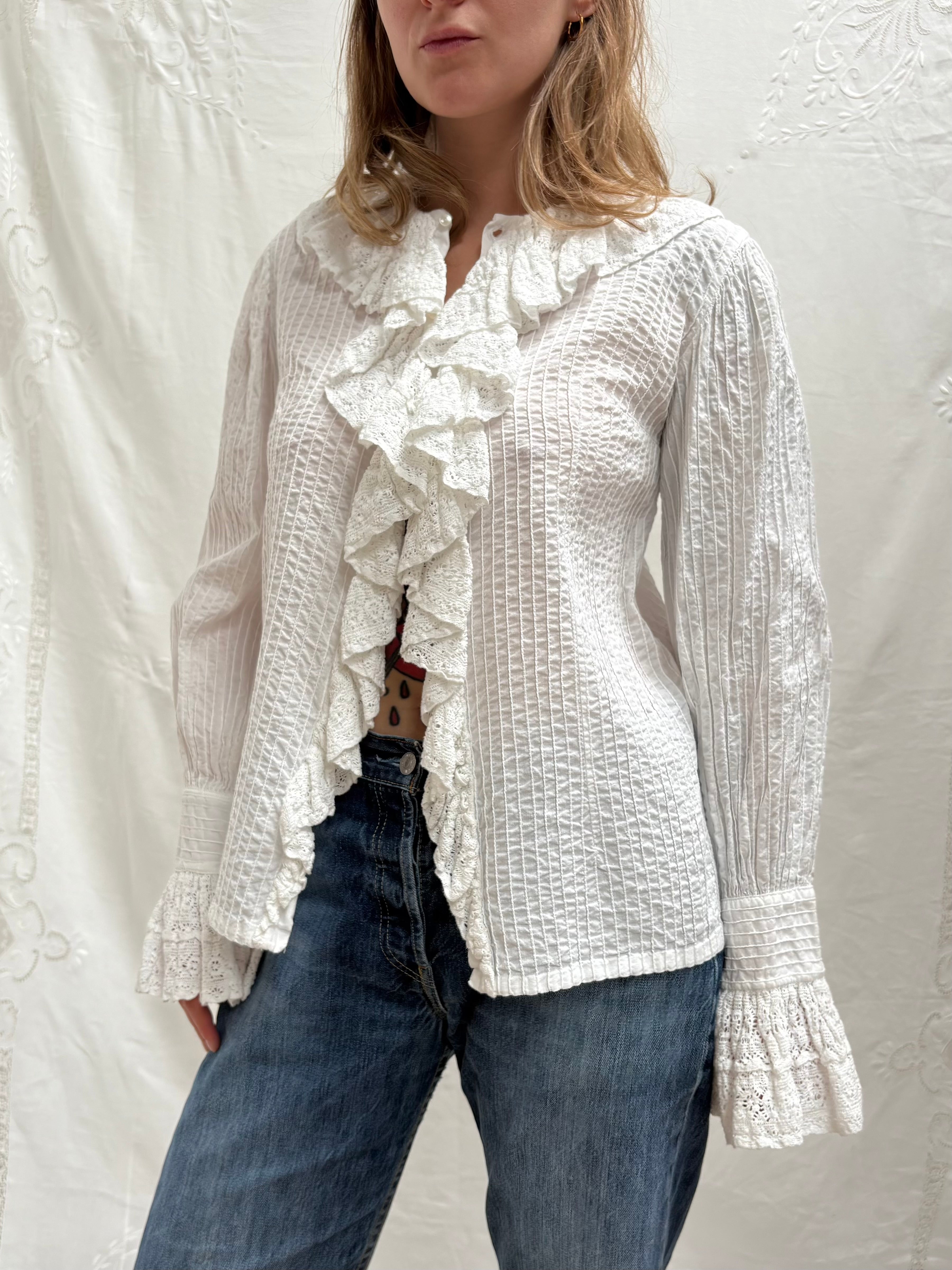 1970s Pure Cotton ‘Mexicana’ Ruffle Blouse