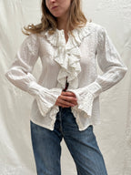 1970s Pure Cotton ‘Mexicana’ Ruffle Blouse