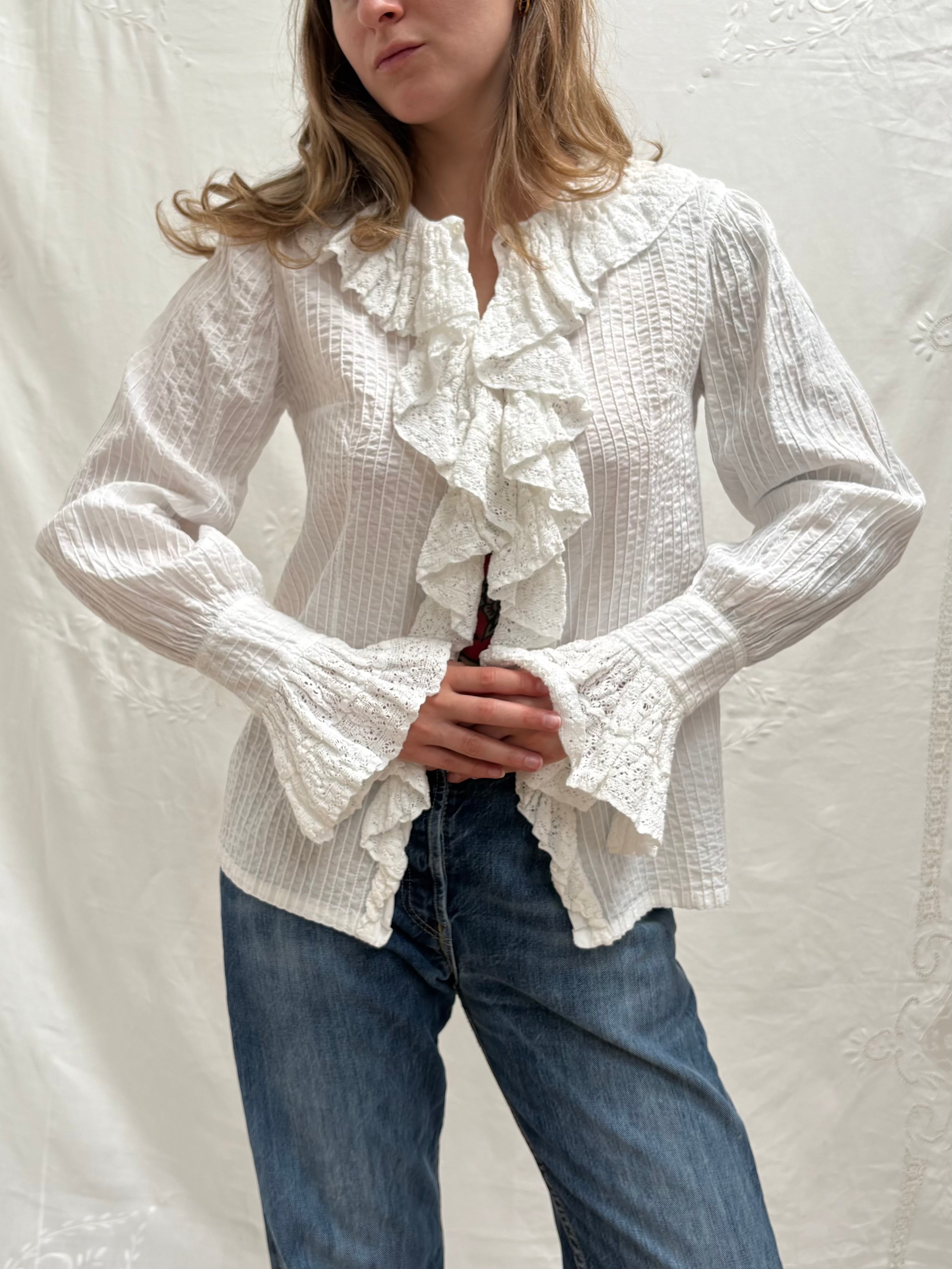 1970s Pure Cotton ‘Mexicana’ Ruffle Blouse