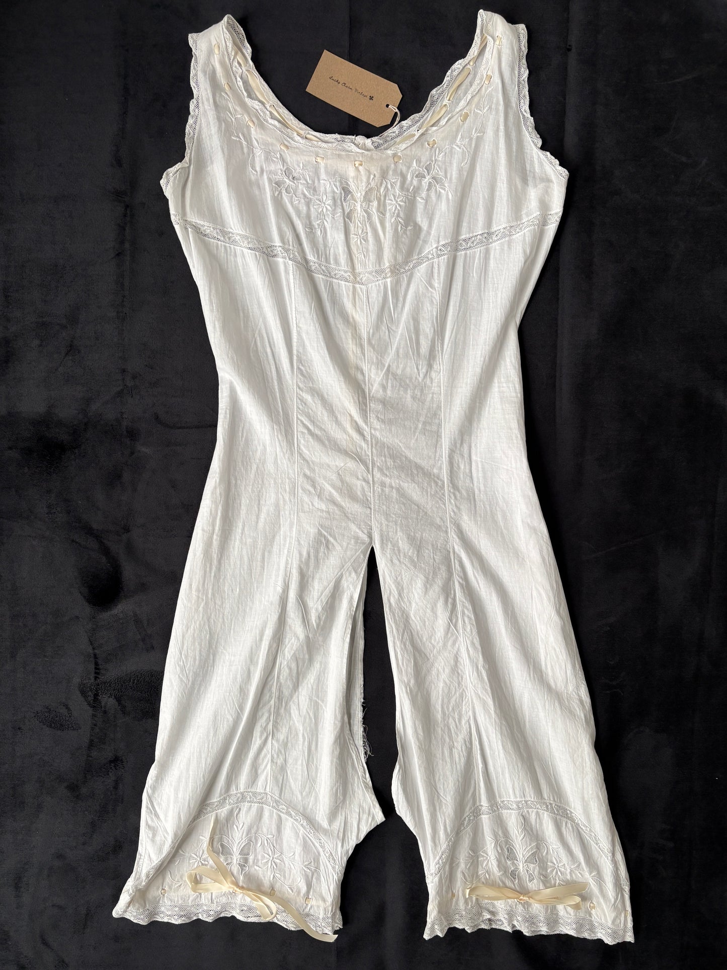 1910s 1920s Edwardian White Cotton Step-in
