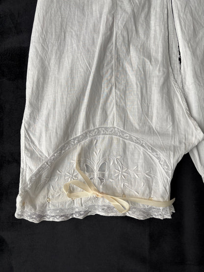 1910s 1920s Edwardian White Cotton Step-in