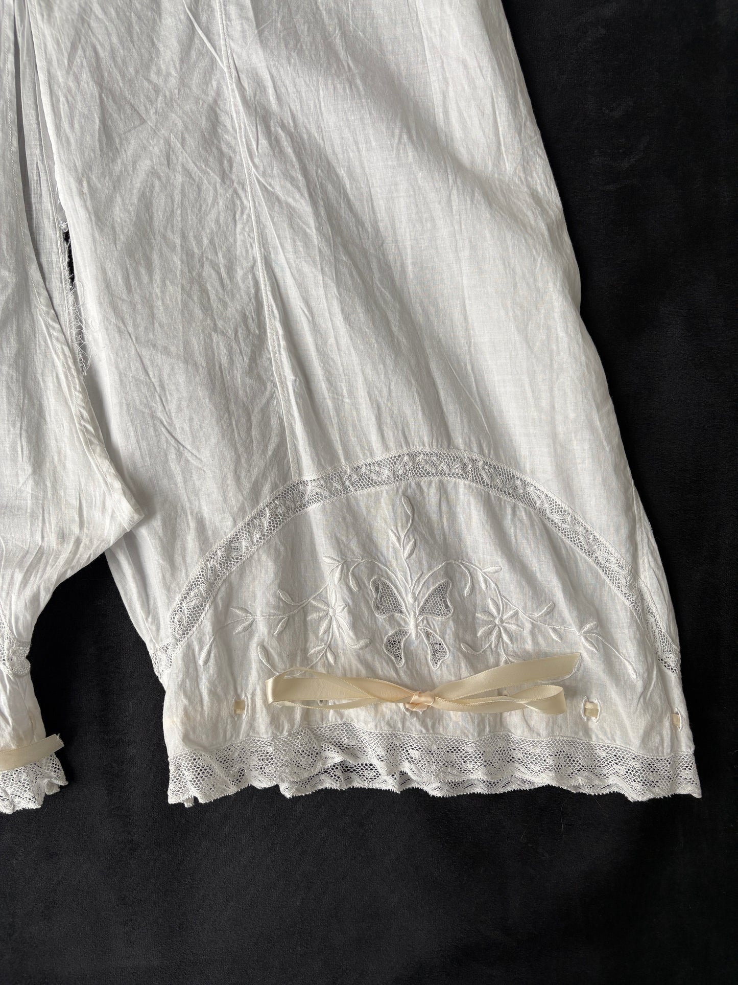 1910s 1920s Edwardian White Cotton Step-in
