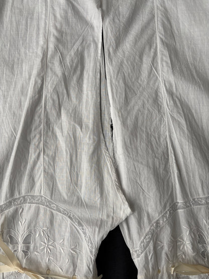 1910s 1920s Edwardian White Cotton Step-in