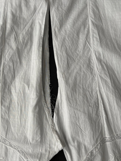 1910s 1920s Edwardian White Cotton Step-in