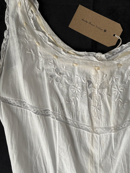 1910s 1920s Edwardian White Cotton Step-in