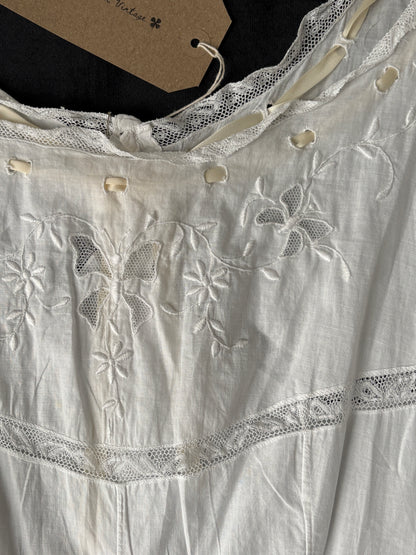 1910s 1920s Edwardian White Cotton Step-in