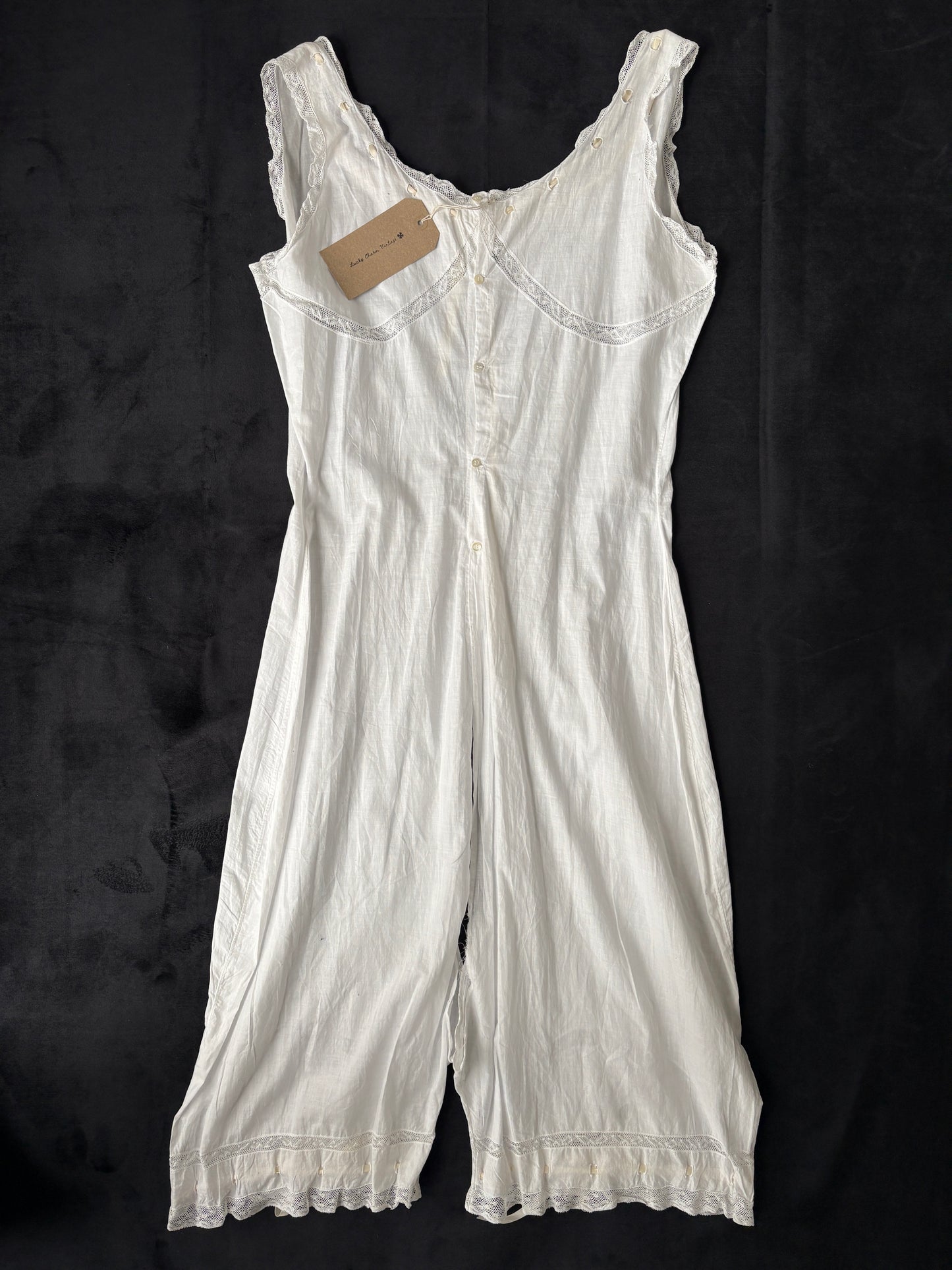 1910s 1920s Edwardian White Cotton Step-in