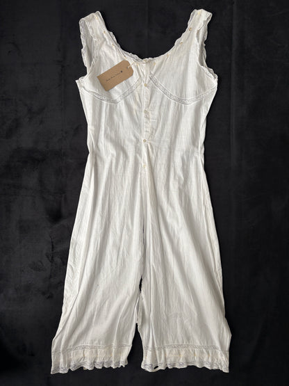 1910s 1920s Edwardian White Cotton Step-in