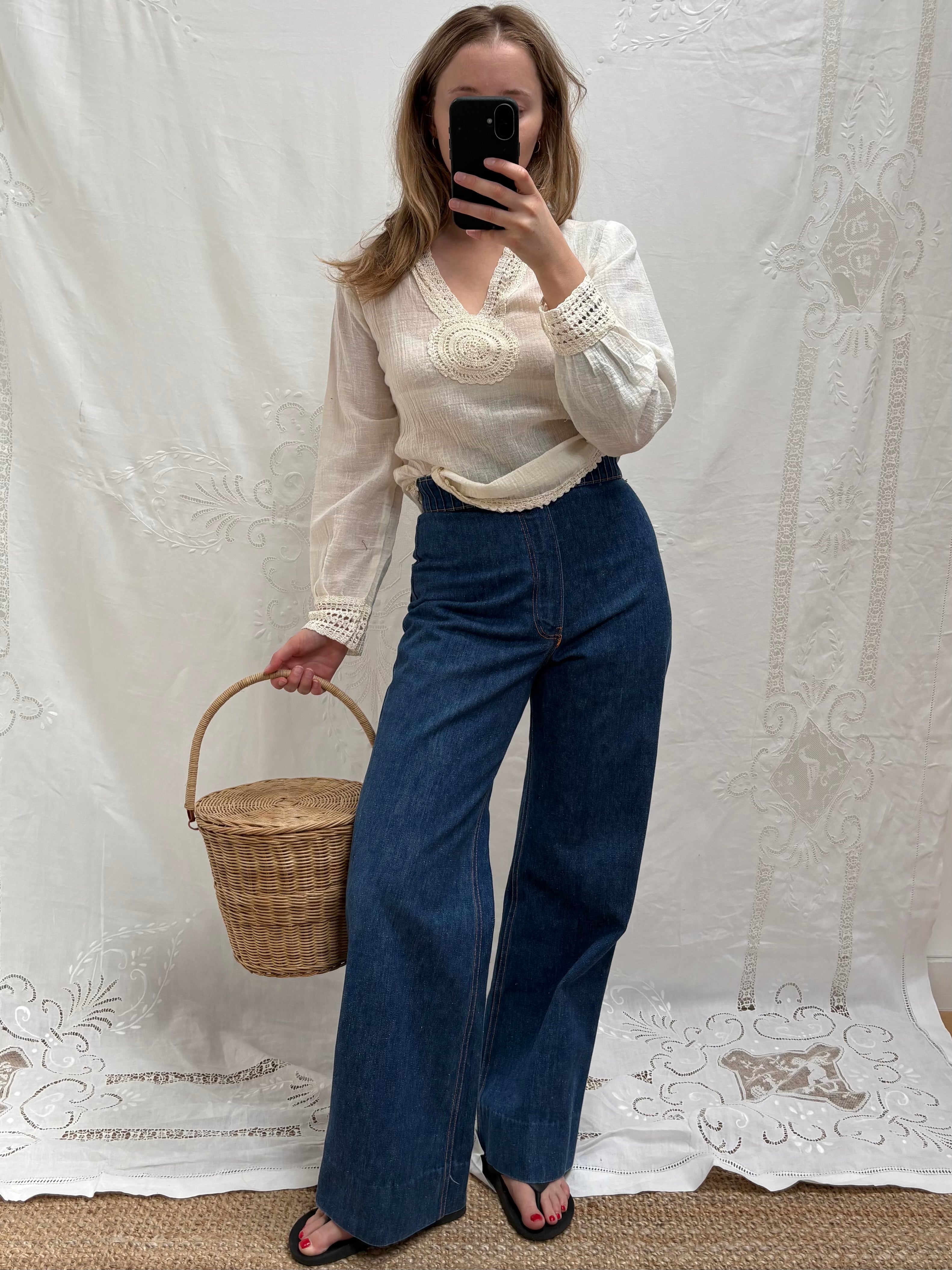 1970s Cheesecloth Cotton Blouse
