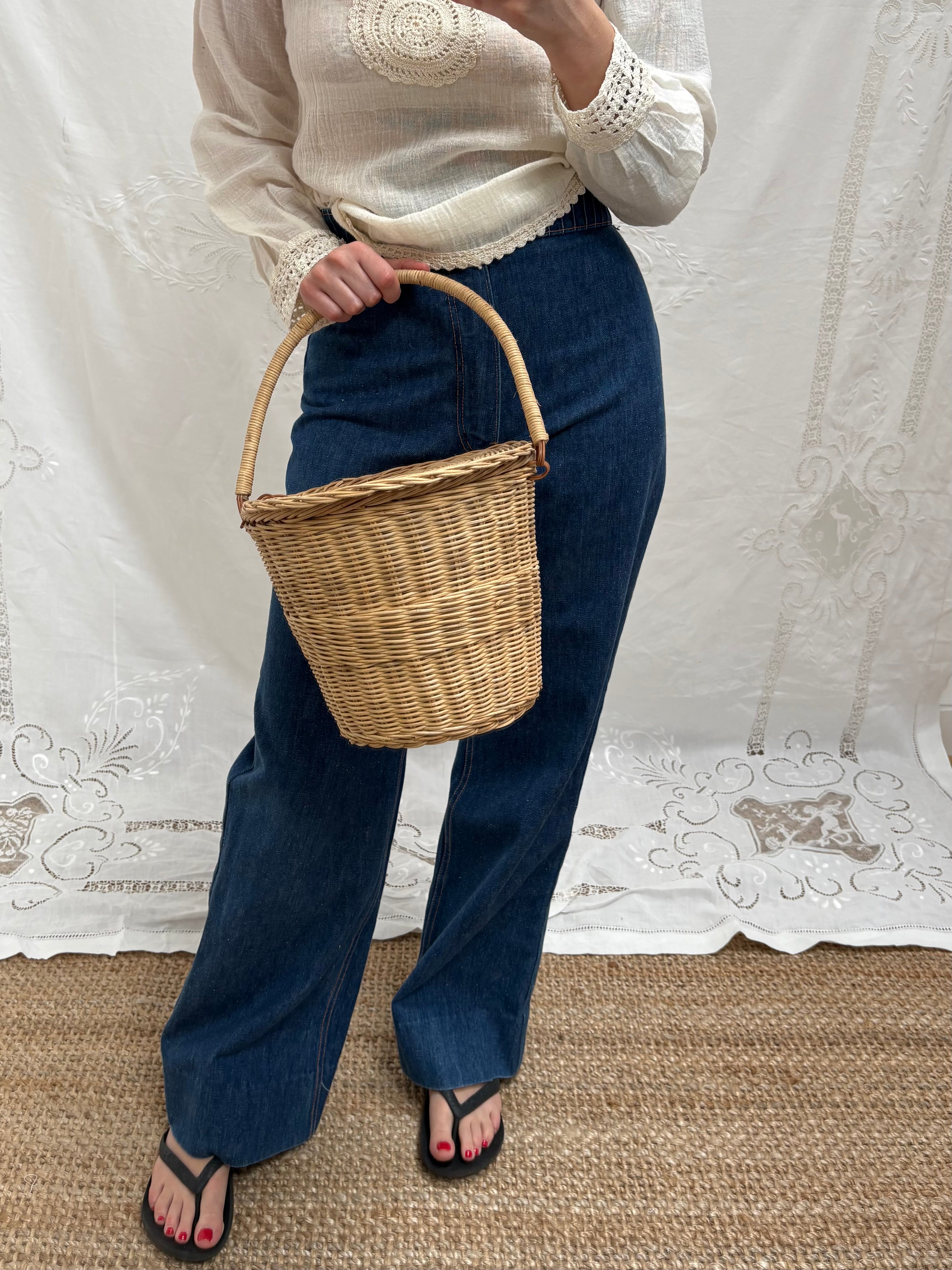 Vintage Birkin Style Basket Handbag