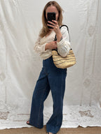 1990s Straw Handbag with Cowrie Shells