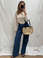 1990s Straw Handbag with Cowrie Shells