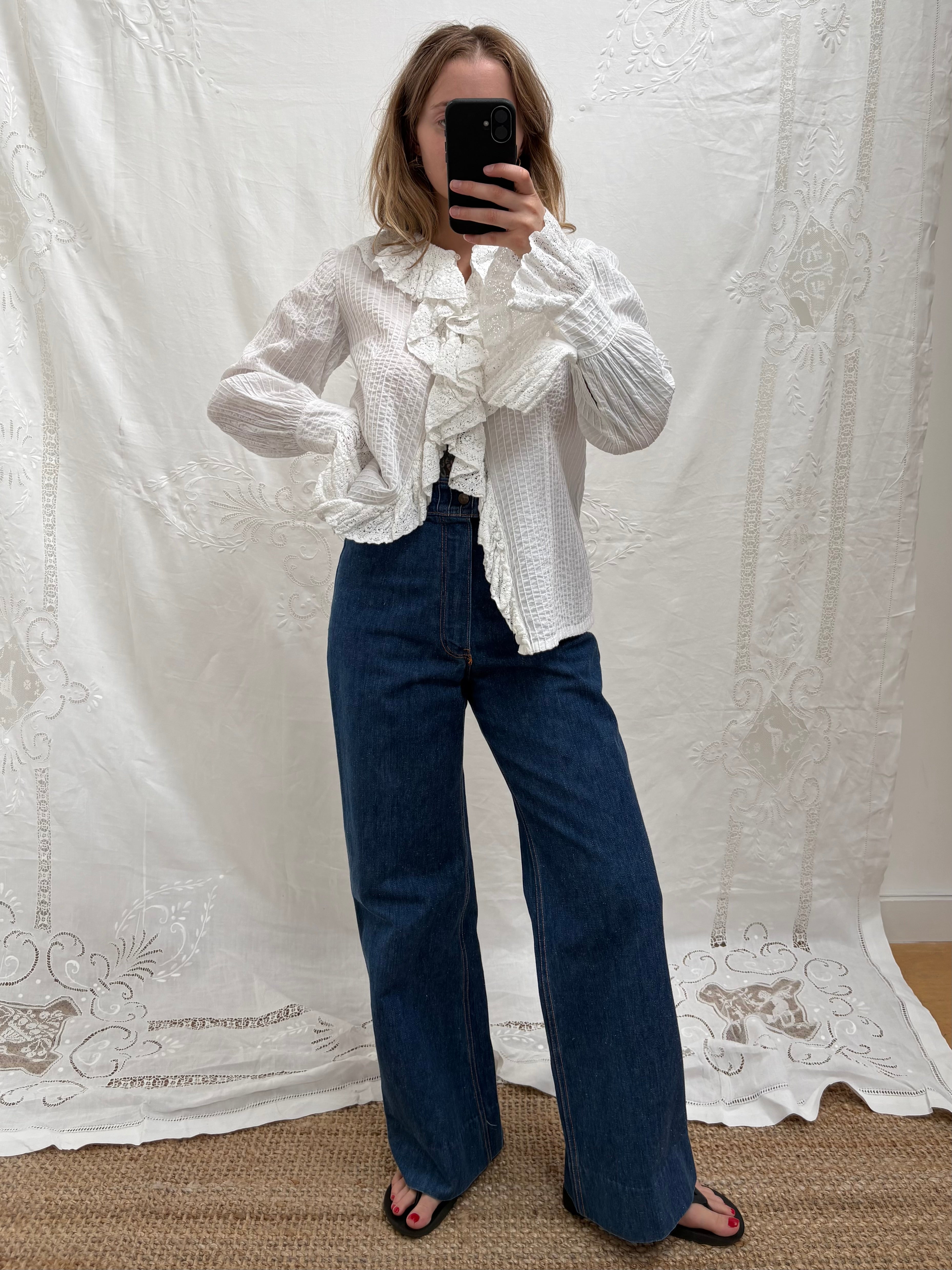1970s Pure Cotton ‘Mexicana’ Ruffle Blouse