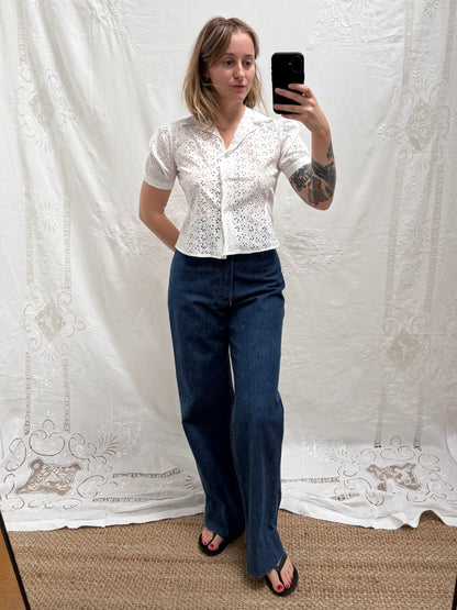 1940s Pure Cotton Broderie Blouse