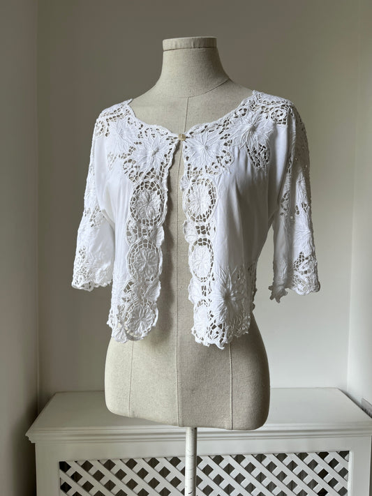 2000s Y2K Crochet and Openwork Open Blouse