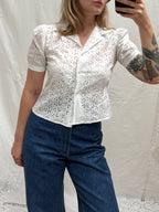 1940s Pure Cotton Broderie Blouse