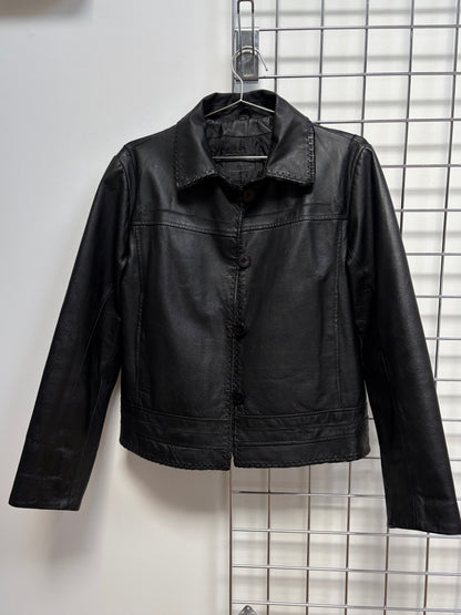 2000s Leather Jacket with Fringe
