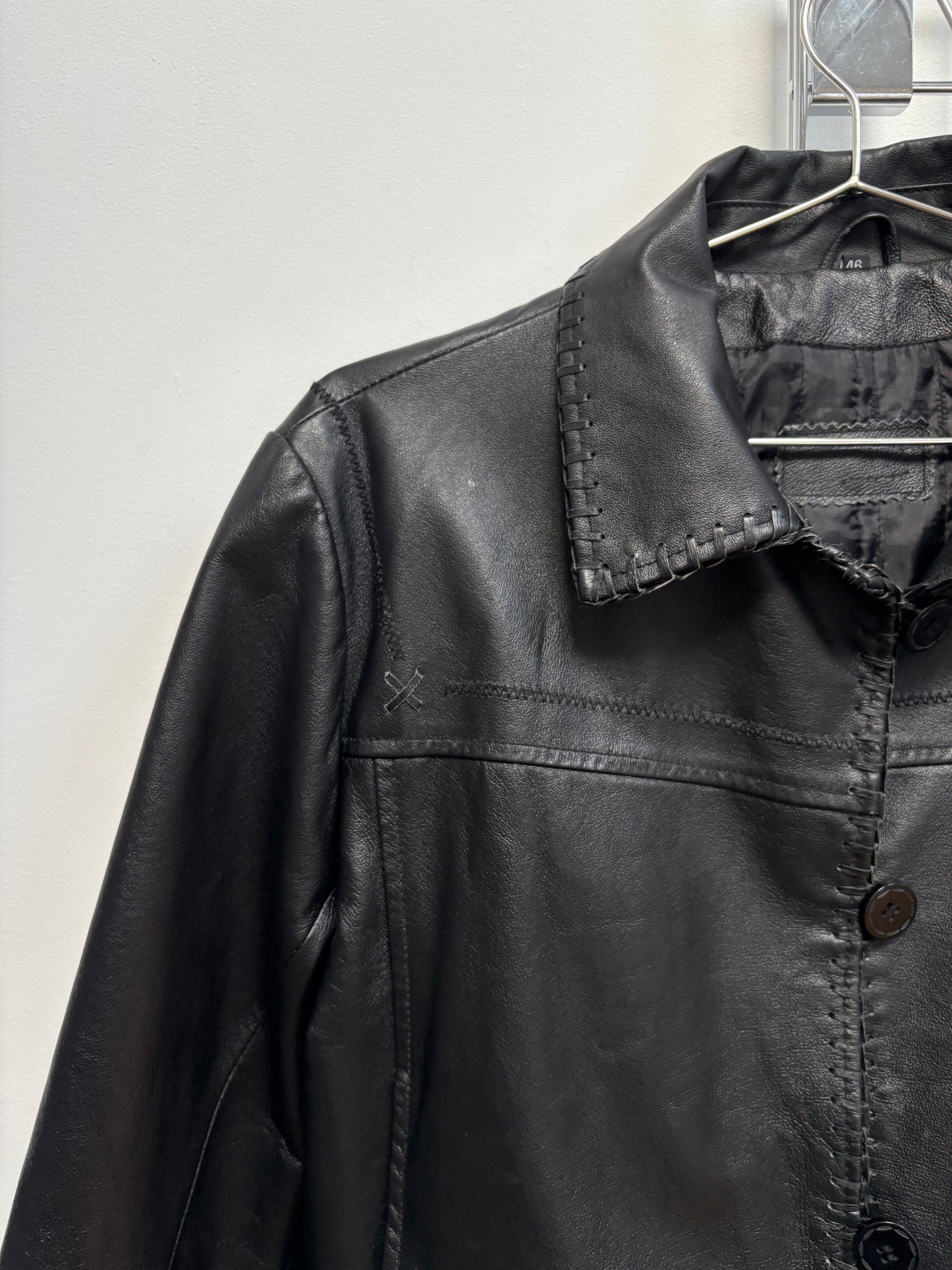 2000s Leather Jacket with Fringe