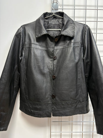 2000s Leather Jacket with Fringe