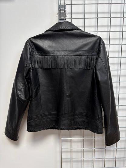 2000s Leather Jacket with Fringe