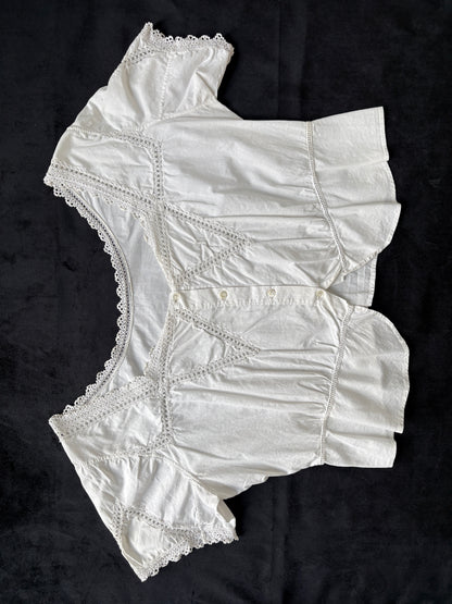 1910s Edwardian Corset Cover with Openwork Crochet