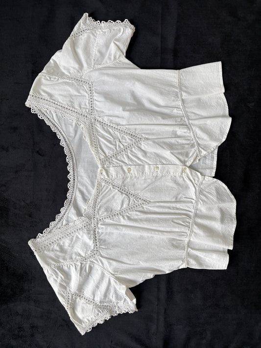 1910s Edwardian Corset Cover with Openwork Crochet