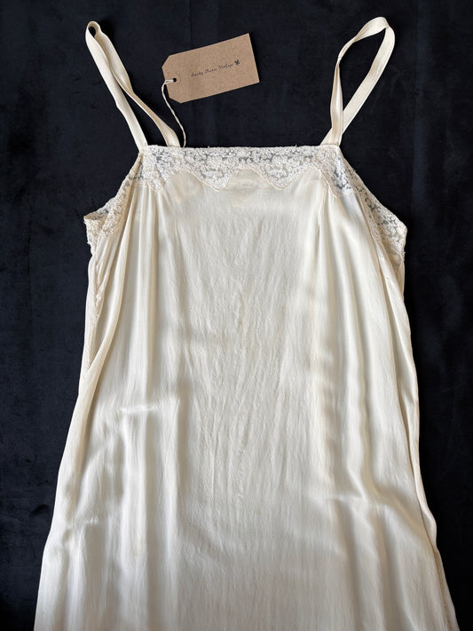 1920s Cream Silk A-line Slip