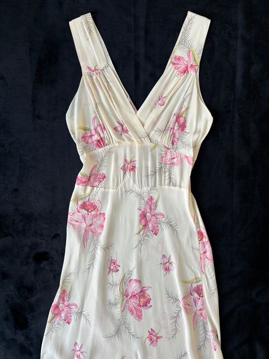 1930s *Rare* Printed Bias Cut Nightdress Slip