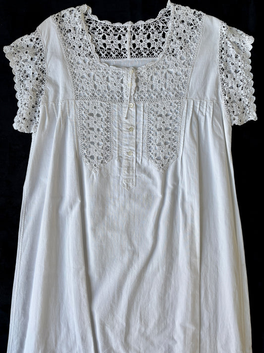 1900s Edwardian White Cotton Nightdress