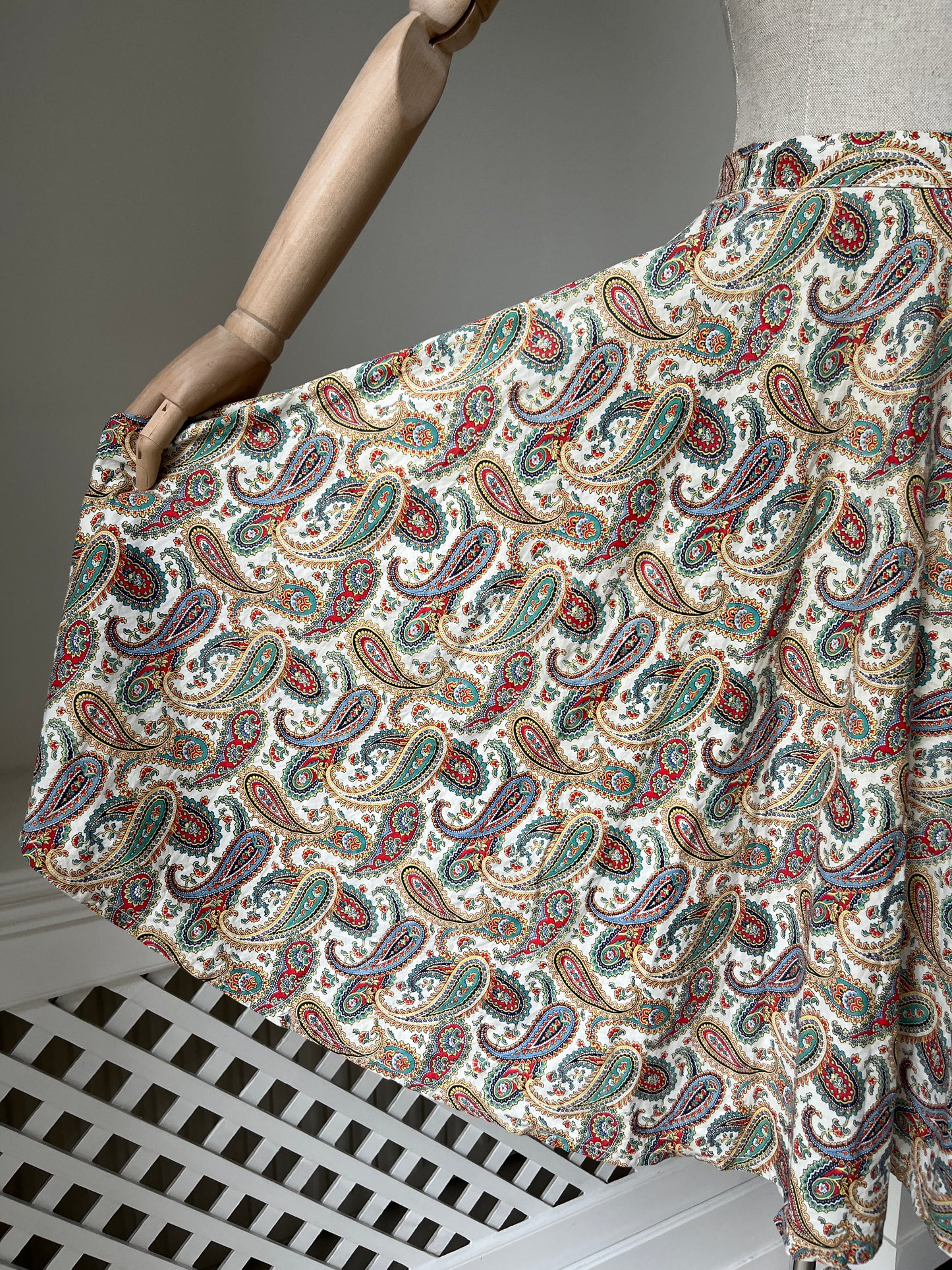 1950s Cotton Paisley Print Circle Skirt